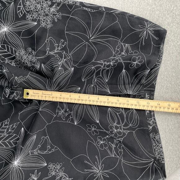 VTG Larry Levine Womens Pants 14 Black White Floral High Rise Straight Ankle - Picture 6 of 16